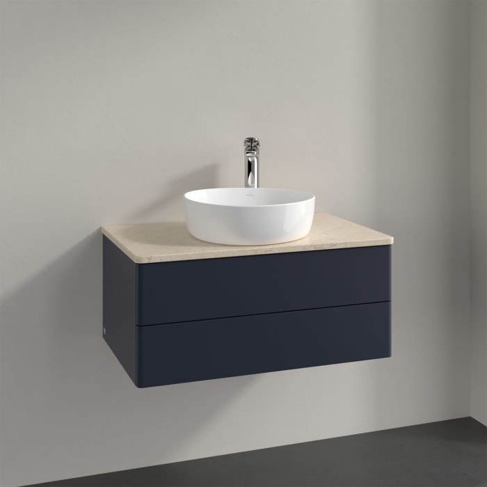Villeroy & Boch Antao Waschbeckenunterschrank, 80 x 19 cm, 2 Auszüge, Fronten ohne Struktur, mit Hahnloch