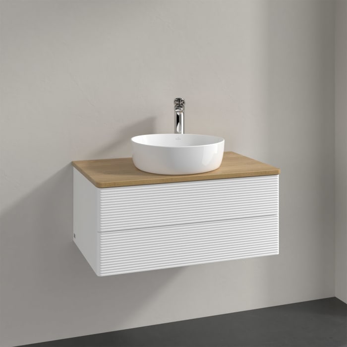 Villeroy & Boch Antao Waschbeckenunterschrank, 80 x 36 cm, 2 Auszüge, Fronten mit Struktur, mit Hahnloch
