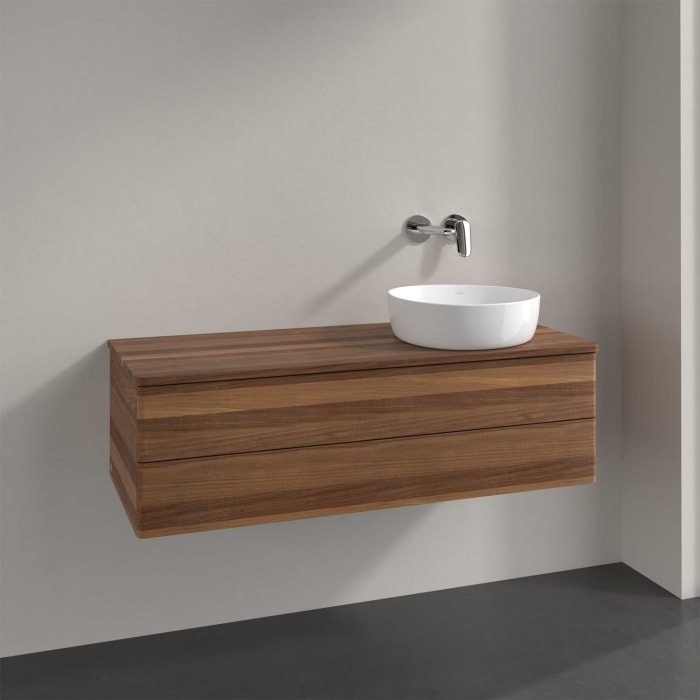 Villeroy & Boch Antao Waschbeckenunterschrank, 120 x 19 cm, 2 Auszüge, Fronten ohne Struktur, ohne Hahnloch, für Waschtisch rechts