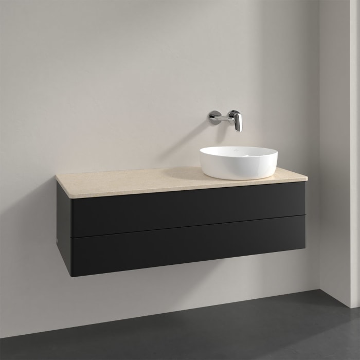 Villeroy & Boch Antao Waschbeckenunterschrank, 120 x 19 cm, 2 Auszüge, Fronten ohne Struktur, ohne Hahnloch, für Waschtisch rechts