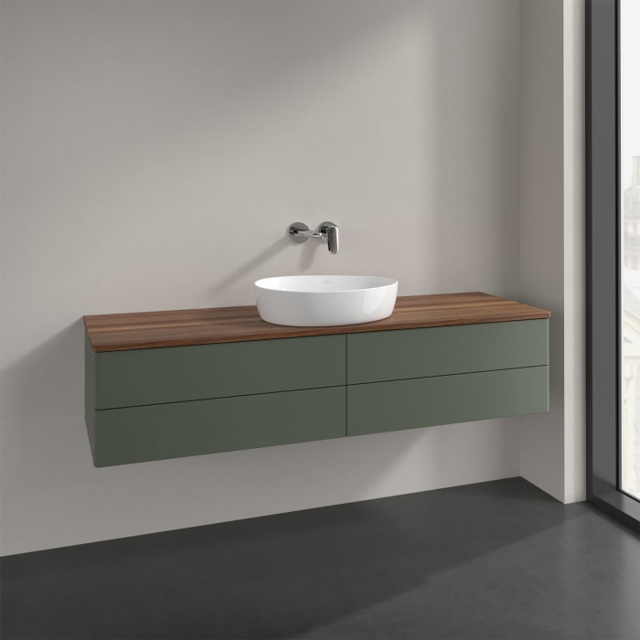 Villeroy & Boch Antao Waschbeckenunterschrank, 160 x 19 cm, 4 Auszüge, Fronten ohne Struktur, ohne Hahnloch, für Waschtisch mittig