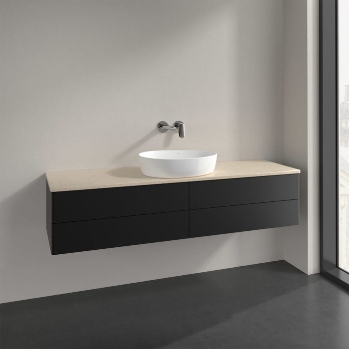 Villeroy & Boch Antao Waschbeckenunterschrank, 160 x 19 cm, 4 Auszüge, Fronten ohne Struktur, ohne Hahnloch, für Waschtisch mittig