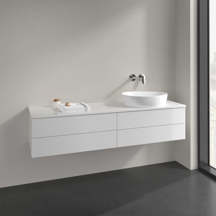 Villeroy & Boch Antao Waschbeckenunterschrank, 160 x 19 cm, 4 Auszüge, Fronten ohne Struktur, ohne Hahnloch, für Waschtisch rechts