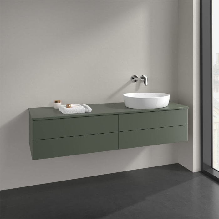 Villeroy & Boch Antao Waschbeckenunterschrank, 160 x 19 cm, 4 Auszüge, Fronten ohne Struktur, ohne Hahnloch, für Waschtisch rechts