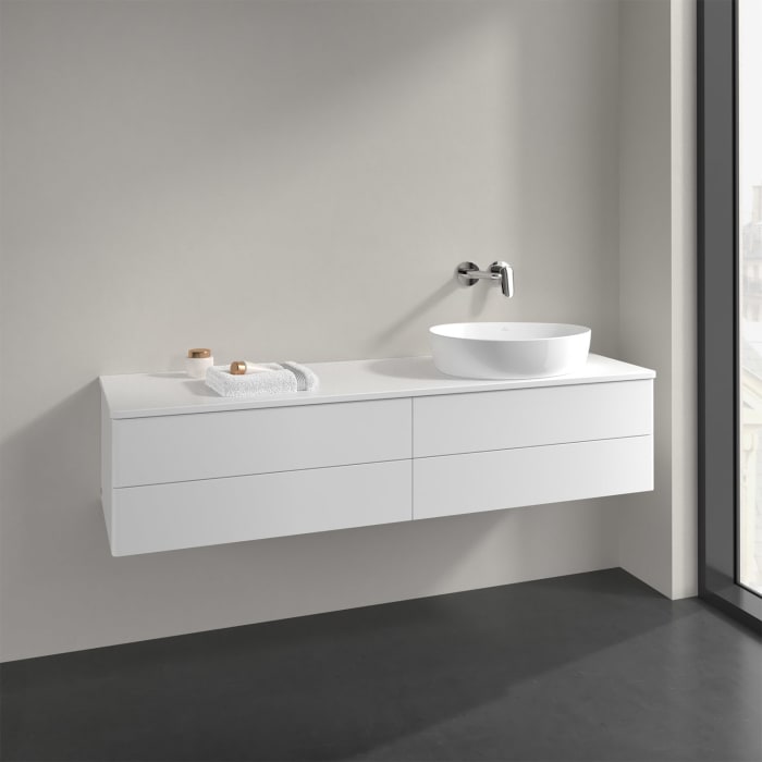 Villeroy & Boch Antao Waschbeckenunterschrank, 160 x 19 cm, 4 Auszüge, Fronten ohne Struktur, ohne Hahnloch, für Waschtisch rechts