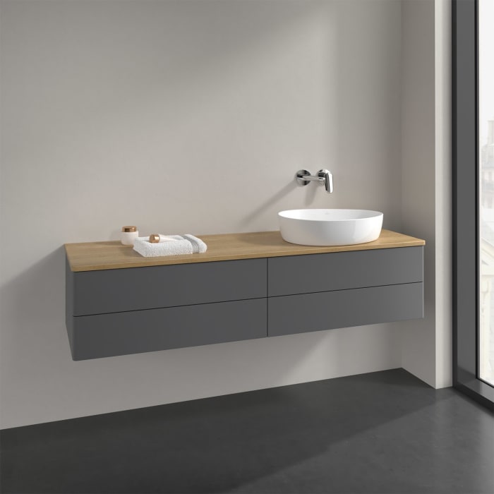 Villeroy & Boch Antao Waschbeckenunterschrank, 160 x 19 cm, 4 Auszüge, Fronten ohne Struktur, ohne Hahnloch, für Waschtisch rechts