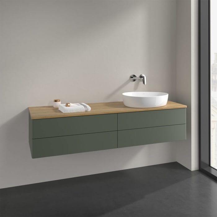 Villeroy & Boch Antao Waschbeckenunterschrank, 160 x 19 cm, 4 Auszüge, Fronten ohne Struktur, ohne Hahnloch, für Waschtisch rechts