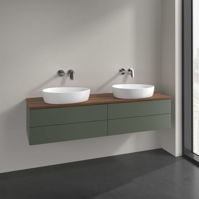 Villeroy & Boch Antao Waschbeckenunterschrank, 160 x 19 cm, 4 Auszüge, Fronten ohne Struktur, ohne Hahnloch, für Waschtisch links und rechts