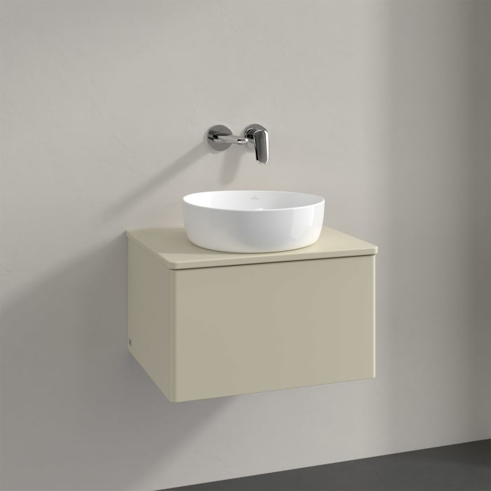 Villeroy & Boch Antao Waschbeckenunterschrank, 60 x 36 cm, 1 Auszug, Front ohne Struktur, mit Hahnloch