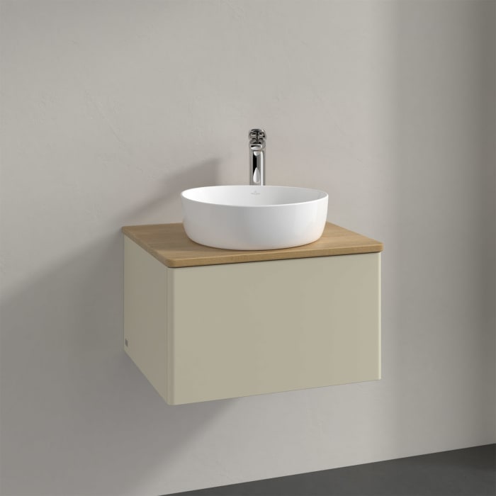 Villeroy & Boch Antao Waschbeckenunterschrank, 60 x 36 cm, 1 Auszug, Front ohne Struktur, mit Hahnloch