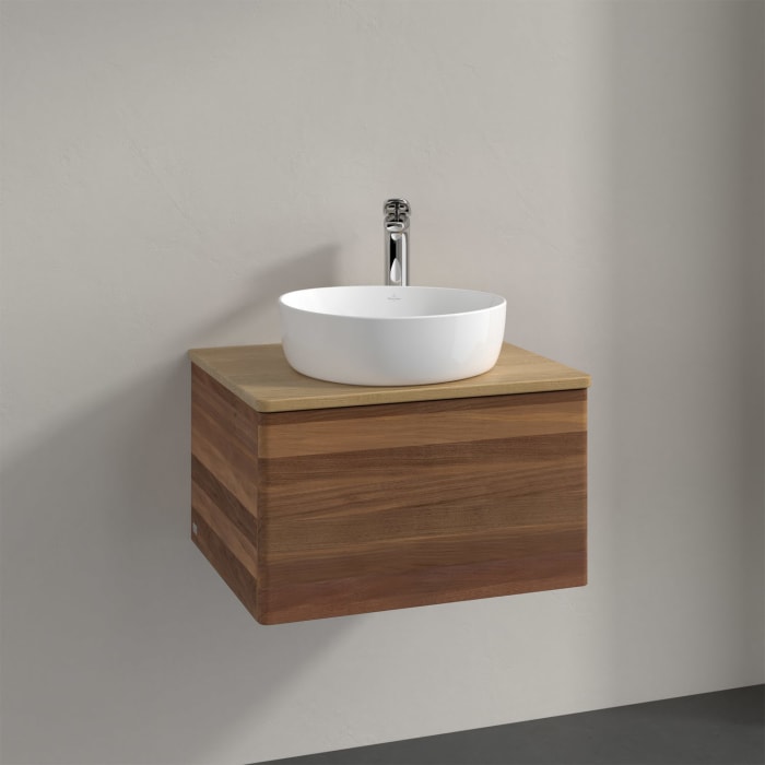 Villeroy & Boch Antao Waschbeckenunterschrank, 60 x 36 cm, 1 Auszug, Front ohne Struktur, mit Hahnloch