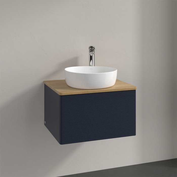 Villeroy & Boch Antao Waschbeckenunterschrank, 60 x 36 cm, 1 Auszug, Front mit Struktur, mit Hahnloch