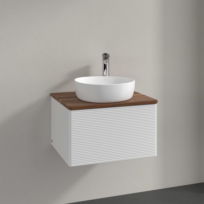 Villeroy & Boch Antao Waschbeckenunterschrank, 60 x 36 cm, 1 Auszug, Front mit Struktur, mit Hahnloch