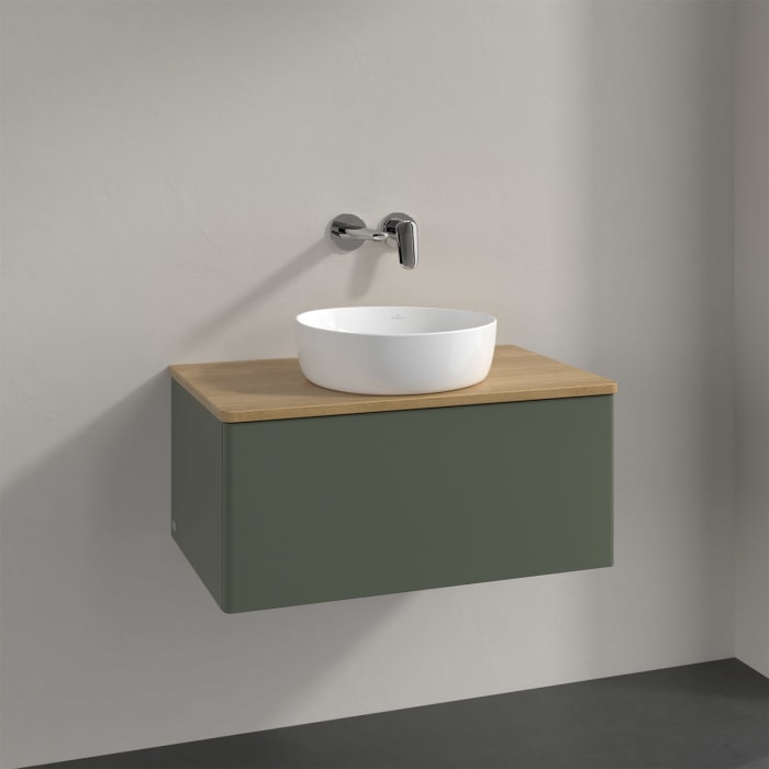 Villeroy & Boch Antao Waschbeckenunterschrank, 80 x 36 cm, 1 Auszug, Front ohne Struktur, ohne Hahnloch