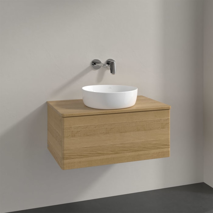 Villeroy & Boch Antao Waschbeckenunterschrank, 80 x 36 cm, 1 Auszug, Front ohne Struktur, ohne Hahnloch