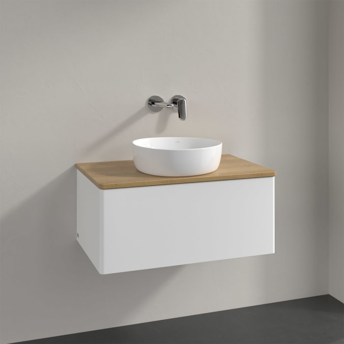 Villeroy & Boch Antao Waschbeckenunterschrank, 80 x 36 cm, 1 Auszug, Front ohne Struktur, ohne Hahnloch