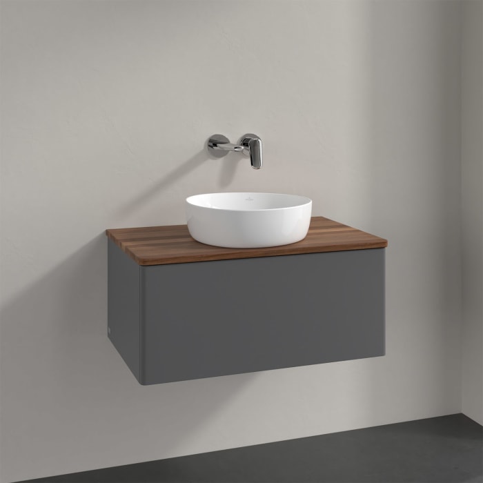 Villeroy & Boch Antao Waschbeckenunterschrank, 80 x 36 cm, 1 Auszug, Front ohne Struktur, ohne Hahnloch
