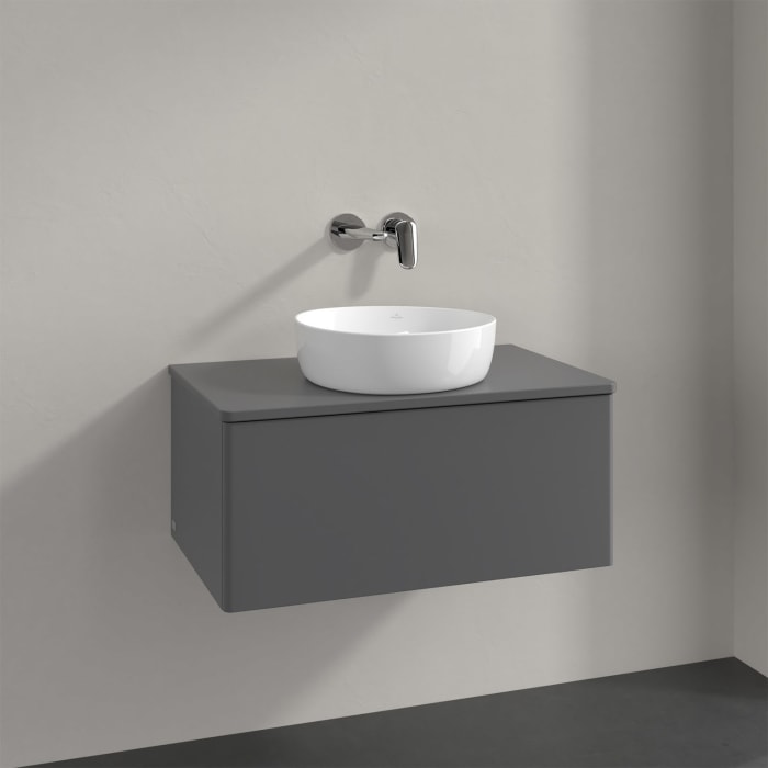 Villeroy & Boch Antao Waschbeckenunterschrank, 80 x 36 cm, 1 Auszug, Front ohne Struktur, mit Hahnloch