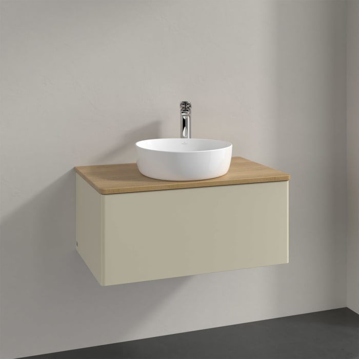 Villeroy & Boch Antao Waschbeckenunterschrank, 80 x 36 cm, 1 Auszug, Front ohne Struktur, mit Hahnloch