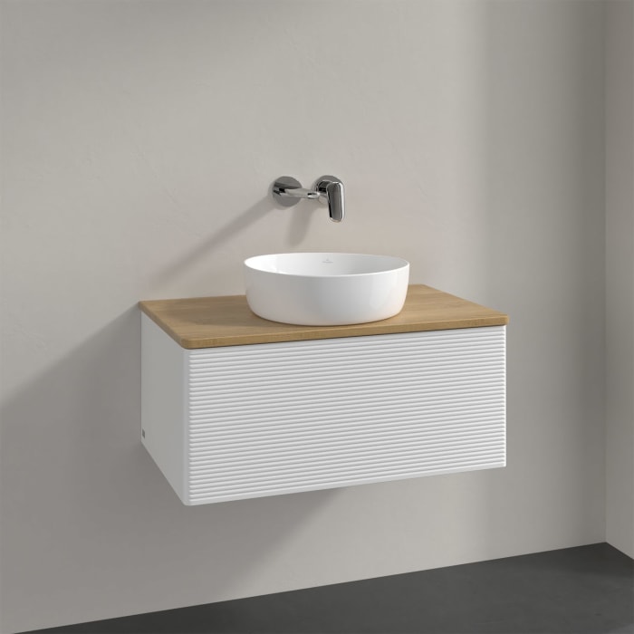 Villeroy & Boch Antao Waschbeckenunterschrank, 80 x 36 cm, 1 Auszug, Front mit Struktur, ohne Hahnloch