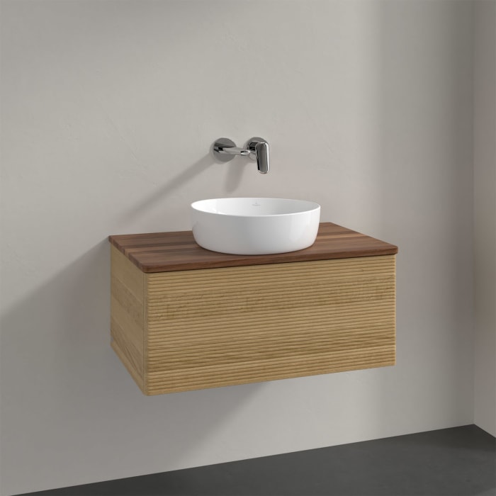 Villeroy & Boch Antao Waschbeckenunterschrank, 80 x 36 cm, 1 Auszug, Front mit Struktur, ohne Hahnloch