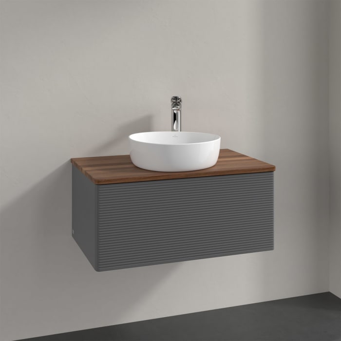 Villeroy & Boch Antao Waschbeckenunterschrank, 80 x 36 cm, 1 Auszug, Front mit Struktur, mit Hahnloch