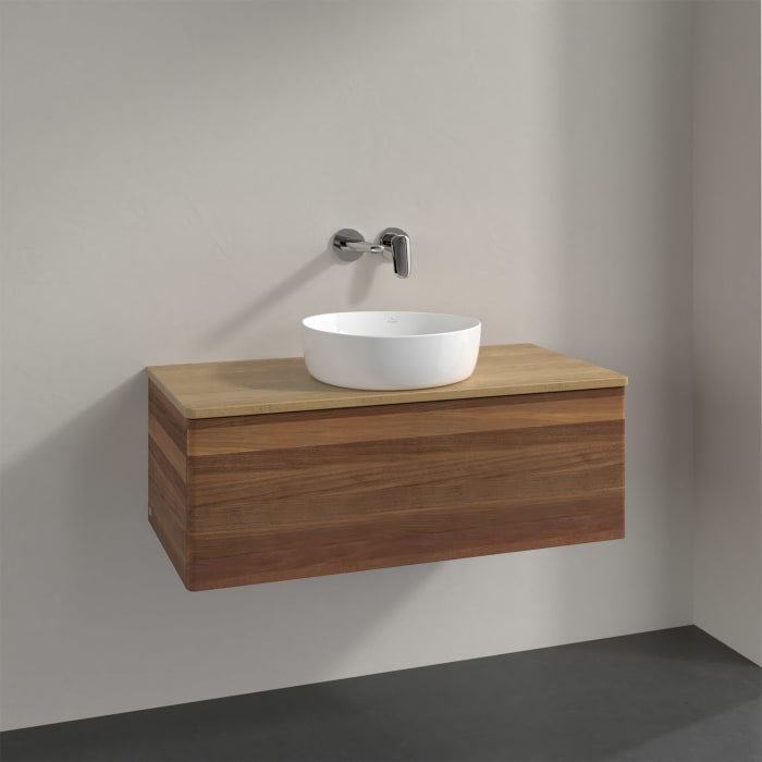 Villeroy & Boch Antao Waschbeckenunterschrank, 100 x 36 cm, 1 Auszug, Front ohne Struktur, ohne Hahnloch