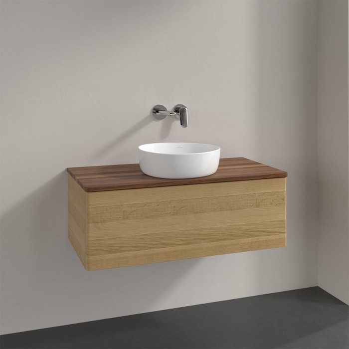 Villeroy & Boch Antao Waschbeckenunterschrank, 100 x 36 cm, 1 Auszug, Front ohne Struktur, ohne Hahnloch