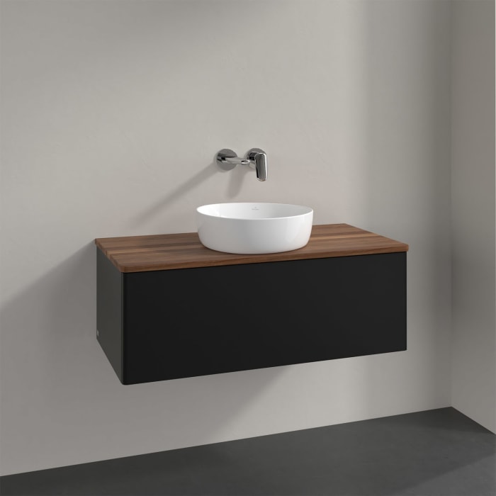 Villeroy & Boch Antao Waschbeckenunterschrank, 100 x 36 cm, 1 Auszug, Front ohne Struktur, ohne Hahnloch