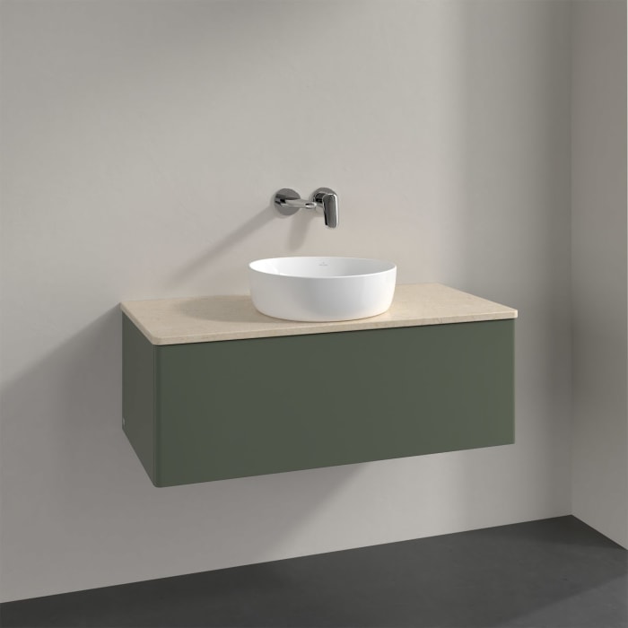 Villeroy & Boch Antao Waschbeckenunterschrank, 100 x 36 cm, 1 Auszug, Front ohne Struktur, ohne Hahnloch