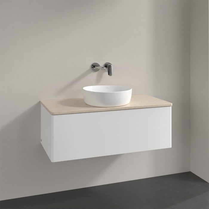 Villeroy & Boch Antao Waschbeckenunterschrank, 100 x 36 cm, 1 Auszug, Front ohne Struktur, ohne Hahnloch