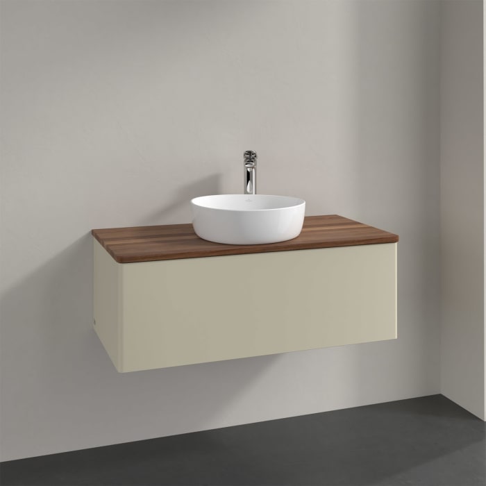 Villeroy & Boch Antao Waschbeckenunterschrank, 100 x 36 cm, 1 Auszug, Front ohne Struktur, mit Hahnloch