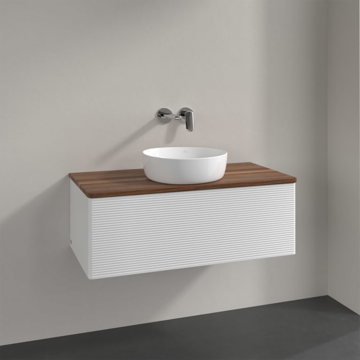 Villeroy & Boch Antao Waschbeckenunterschrank, 100 x 36 cm, 1 Auszug, Front mit Struktur, ohne Hahnloch