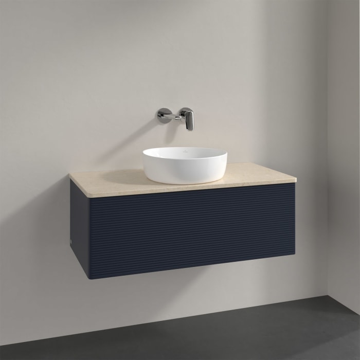 Villeroy & Boch Antao Waschbeckenunterschrank, 100 x 36 cm, 1 Auszug, Front mit Struktur, ohne Hahnloch