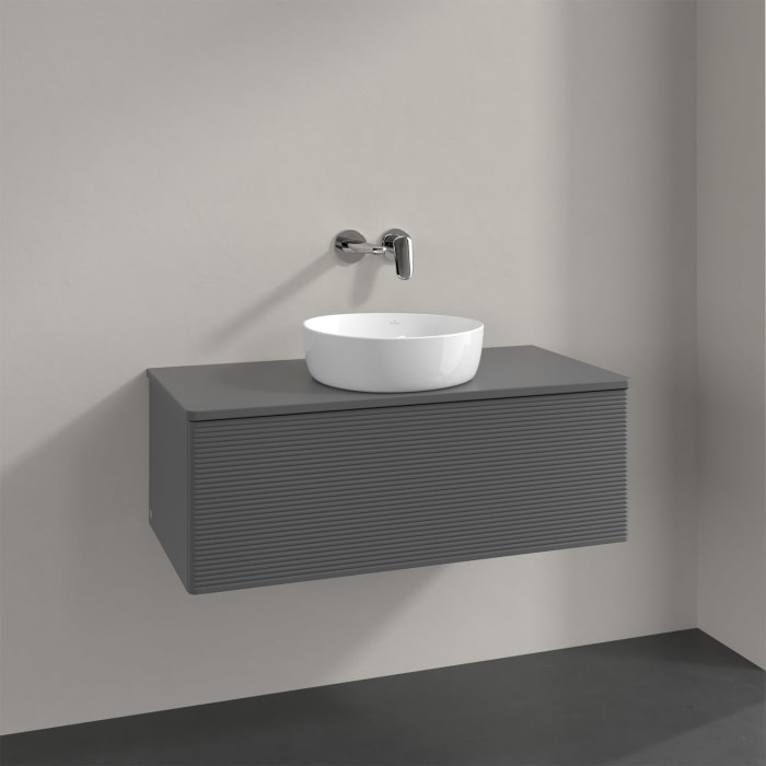 Villeroy & Boch Antao Waschbeckenunterschrank, 100 x 36 cm, 1 Auszug, Front mit Struktur, mit Hahnloch