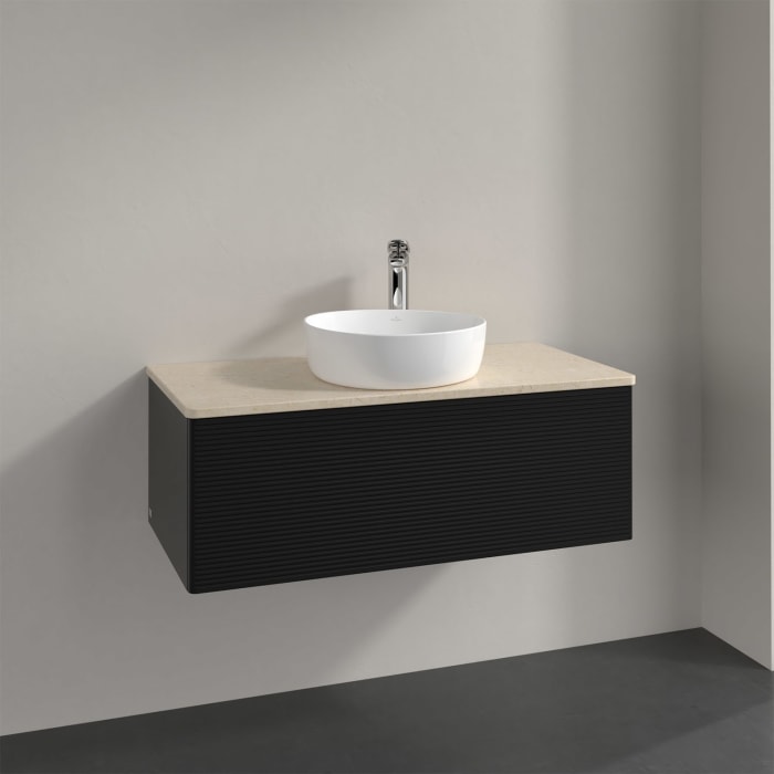 Villeroy & Boch Antao Waschbeckenunterschrank, 100 x 36 cm, 1 Auszug, Front mit Struktur, mit Hahnloch