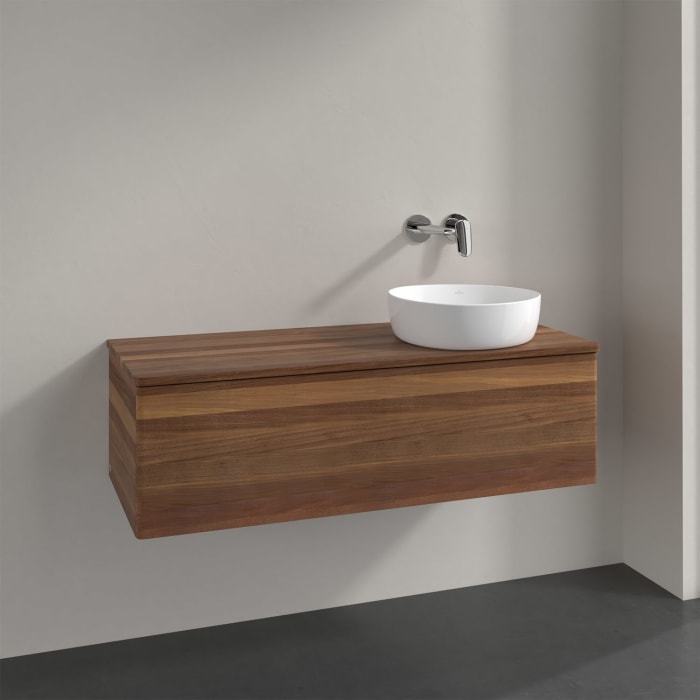 Villeroy & Boch Antao Waschbeckenunterschrank, 120 x 36 cm, 1 Auszug, Front ohne Struktur, ohne Hahnloch, für Waschtisch rechts