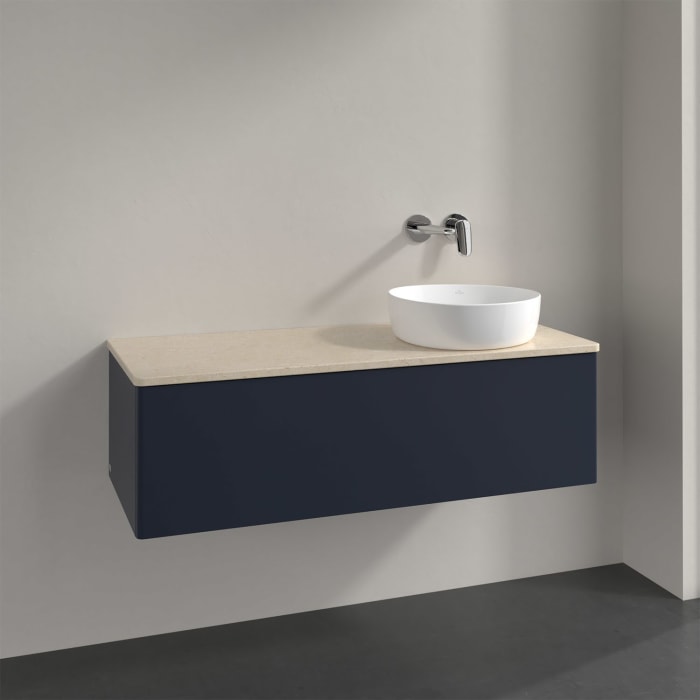 Villeroy & Boch Antao Waschbeckenunterschrank, 120 x 36 cm, 1 Auszug, Front ohne Struktur, ohne Hahnloch, für Waschtisch rechts