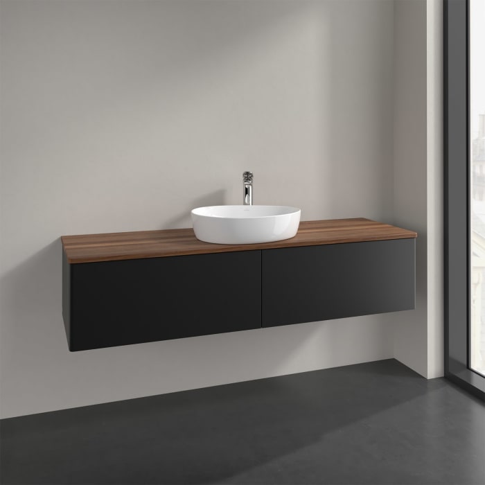 Villeroy & Boch Antao Waschbeckenunterschrank, 160 x 36 cm, 2 Auszüge, Front ohne Struktur, mit Hahnloch, für Waschtisch mittig