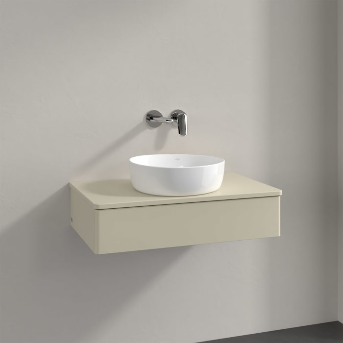 Villeroy & Boch Antao Waschbeckenunterschrank, 80 x 19 cm, 1 Auszug, Front ohne Struktur, mit Hahnloch