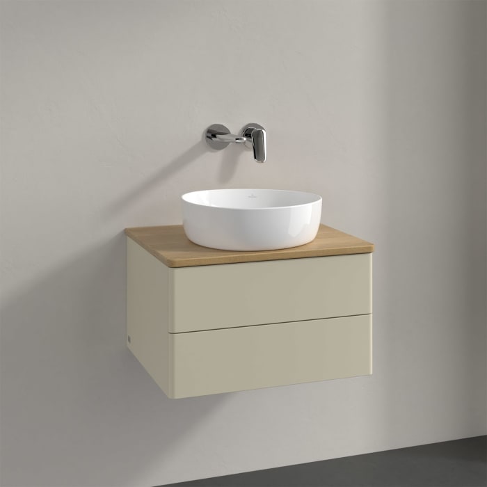 Villeroy & Boch Antao Waschbeckenunterschrank, 60 x 36 cm, 2 Auszüge mit LED-Licht, Front ohne Struktur, ohne Hahnloch