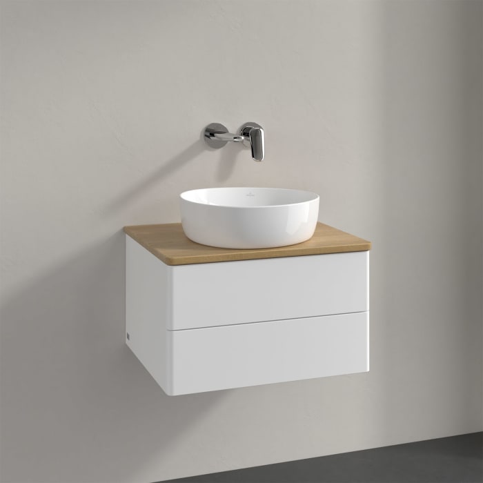 Villeroy & Boch Antao Waschbeckenunterschrank, 60 x 36 cm, 2 Auszüge mit LED-Licht, Front ohne Struktur, ohne Hahnloch