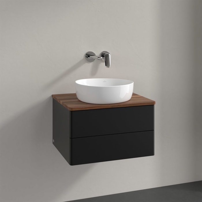 Villeroy & Boch Antao Waschbeckenunterschrank, 60 x 36 cm, 2 Auszüge mit LED-Licht, Front ohne Struktur, ohne Hahnloch