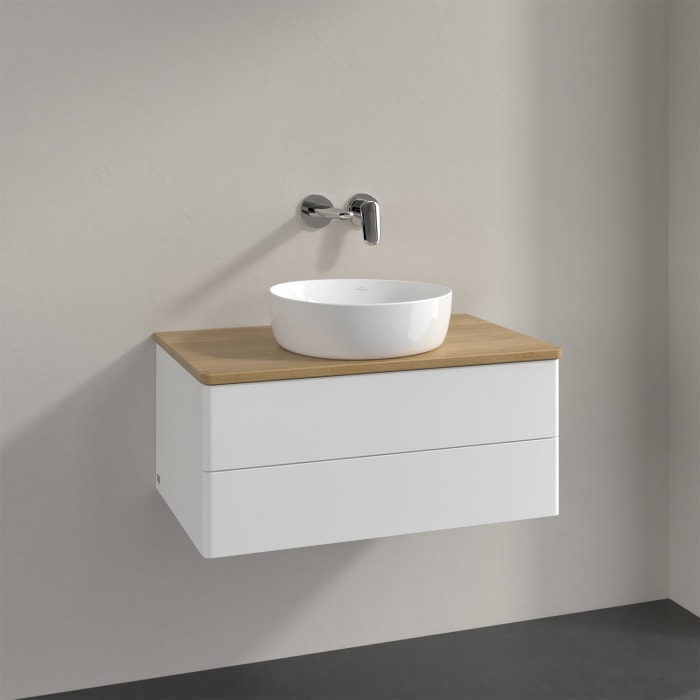 Villeroy & Boch Antao Waschbeckenunterschrank, 80 x 36 cm, 2 Auszüge mit LED-Licht, Front ohne Struktur, ohne Hahnloch