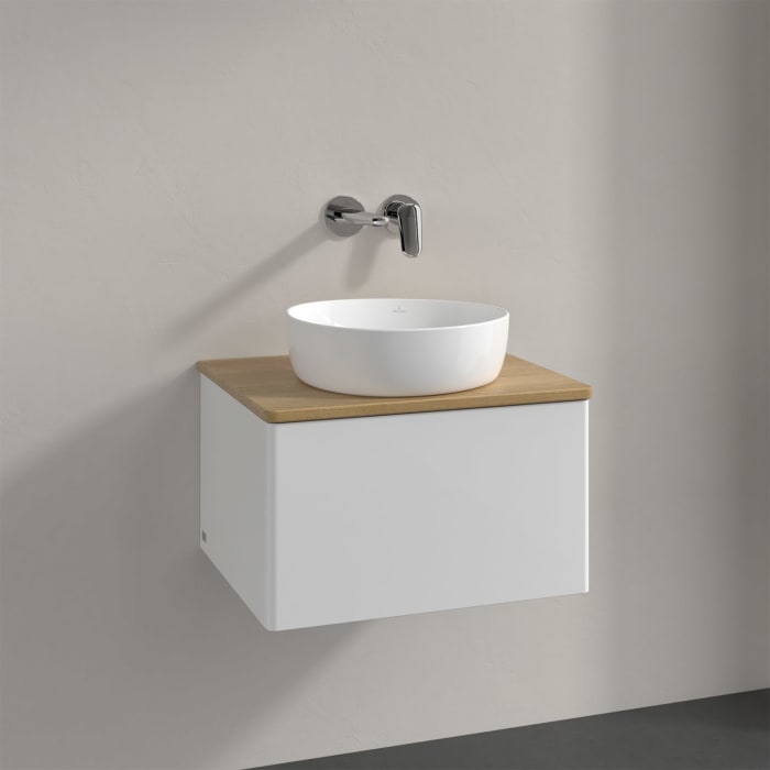 Villeroy & Boch Antao Waschbeckenunterschrank, 60 x 36 cm, 1 Auszug mit LED-Licht, Front ohne Struktur, ohne Hahnloch