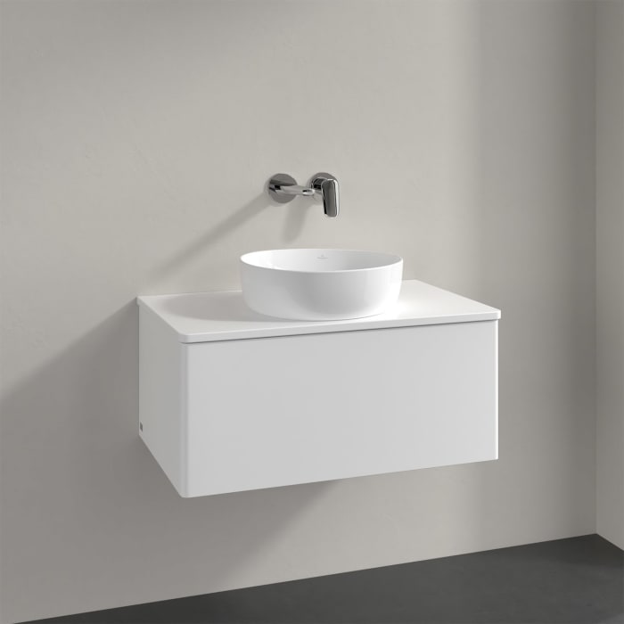 Villeroy & Boch Antao Waschbeckenunterschrank, 80 x 36 cm, 1 Auszug mit LED-Licht, Front ohne Struktur, ohne Hahnloch