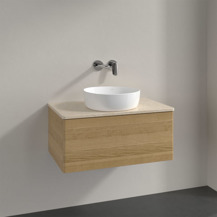 Villeroy & Boch Antao Waschbeckenunterschrank, 80 x 36 cm, 1 Auszug mit LED-Licht, Front ohne Struktur, ohne Hahnloch