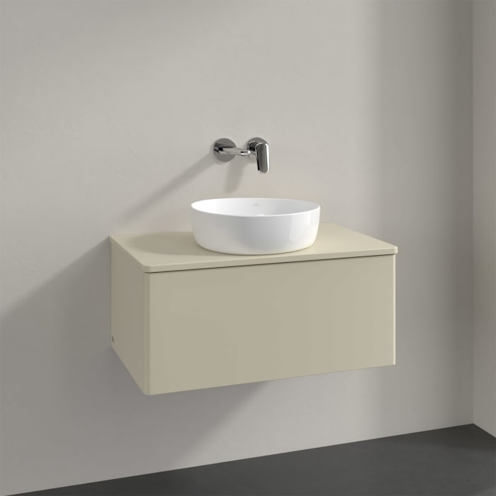 Villeroy & Boch Antao Waschbeckenunterschrank, 80 x 36 cm, 1 Auszug mit LED-Licht, Front ohne Struktur, mit Hahnloch