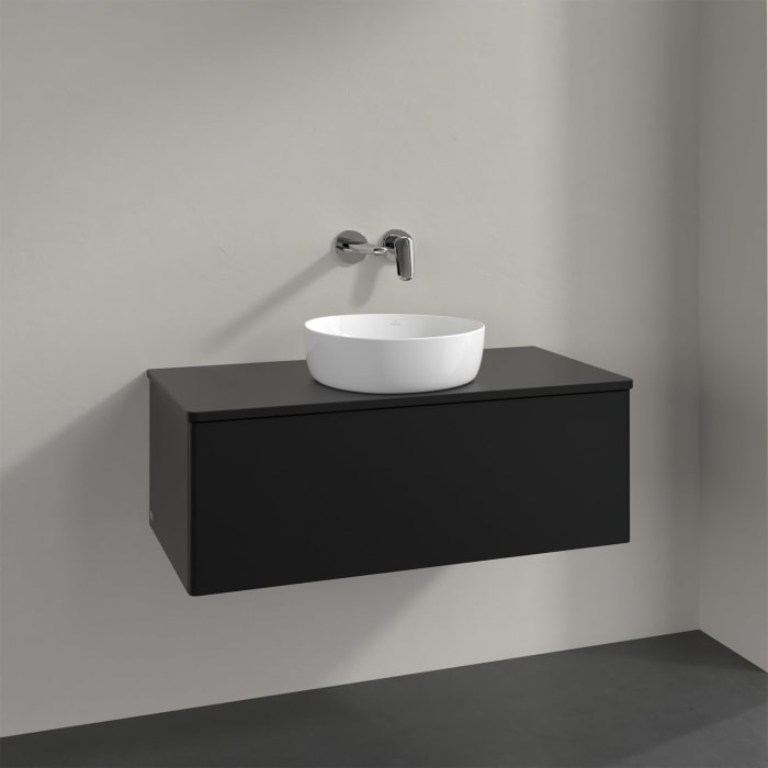 Villeroy & Boch Antao Waschbeckenunterschrank, 100 x 36 cm, 1 Auszug mit LED-Licht, Front ohne Struktur, ohne Hahnloch