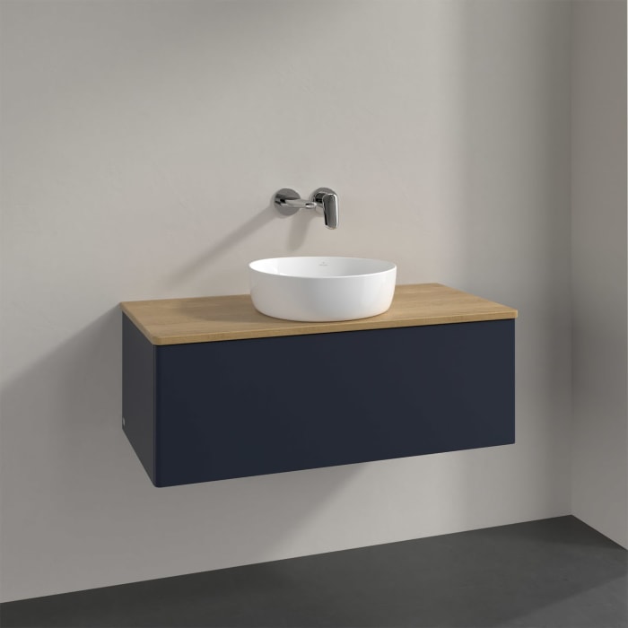 Villeroy & Boch Antao Waschbeckenunterschrank, 100 x 36 cm, 1 Auszug mit LED-Licht, Front ohne Struktur, ohne Hahnloch